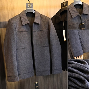 行政级 柜8k+!秋冬男士纯色商务休闲翻领超细绵羊毛混纺毛呢夹克
