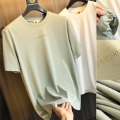 男士 夏季 字母印花时尚 圆领短袖 无痕压胶工艺 T恤衫 液氨洗水工艺