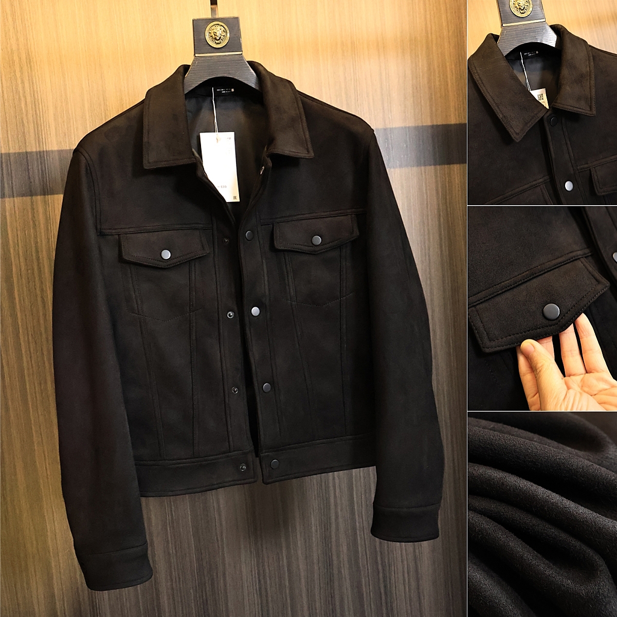 欧美复古！琎口短绒麂皮绒！夹克