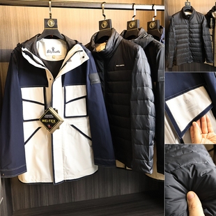 高端三合一！鼎奢线！秋冬男士撞色可推卸90绒连帽派克服羽绒服潮