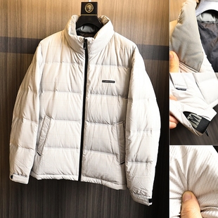 利落大方~H家牛货！秋冬男士提花质感高蓬松保暖立领休闲羽绒服潮