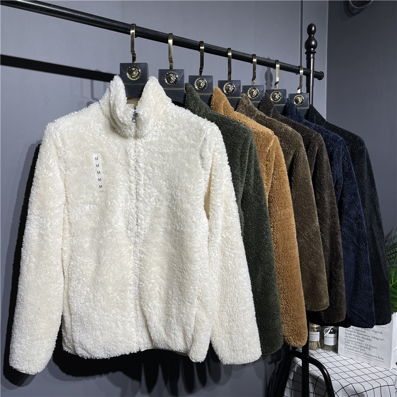 U品订单~珊瑚绒面料~老客苾入 秋冬新款加绒加厚立领纯色夹克外套