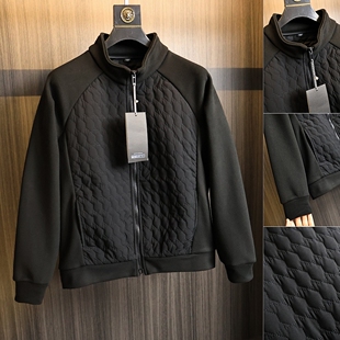外贸订单!高效保暖!秋冬男士绗缝夹棉拼接绒面立领休闲棉衣外套