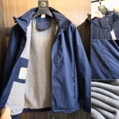 复合暖绒 棉衣外套 纯色户外防风防水连帽时尚 冲锋系列 秋冬男士