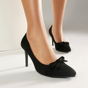 优雅性感皮鞋 4125特大码 尖头细跟单鞋 cosplay通勤黑色 春秋女鞋