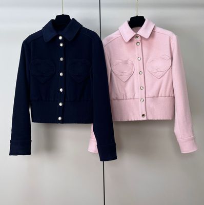 2025冬季新款小香风短款爱心毛衣外套女百搭松紧收腰毛呢夹克