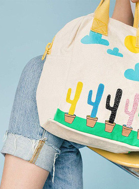 有机棉手拎包便当包饭盒袋装饭盒的拉链手提袋午餐袋帆布环保袋