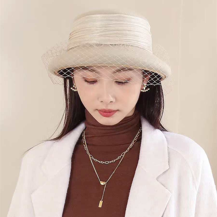 新款名媛复古礼帽女士冬羊毛帽子