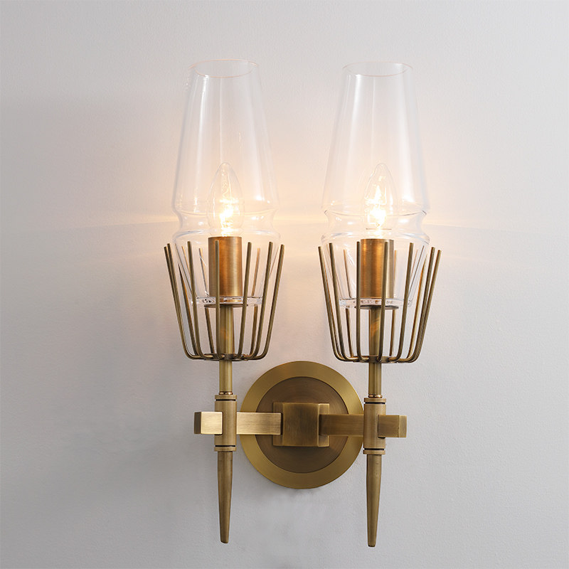 Postmodern All copper Glass Double head Wall lamp designer Open Houses Simplicity a living room Restaurant Study bedroom lamps and lanternsin the Decoration main material , Lamps , Wall lamp  category - from Buy2taobao.com to provide professional Taobao agent buy service