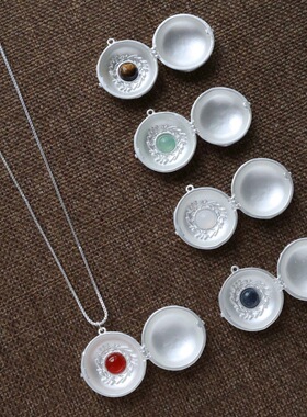 野百合双面浮雕项链女时髦个性