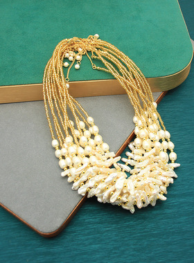 手工天然巴洛克异形牙签珍珠项链