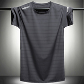 夏运动衫 男装 9XL圆领纯色半袖 t恤加大码 跑步健身冰感上衣 冰丝短袖