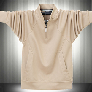 高端设计感半拉链卫衣纯棉宽松男装加大码简约潮胖子上衣秋季外套