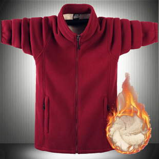 男装加肥加大码开衫夹克摇粒绒卫衣保暖仿羊羔绒胖爸爸抓绒外套秋