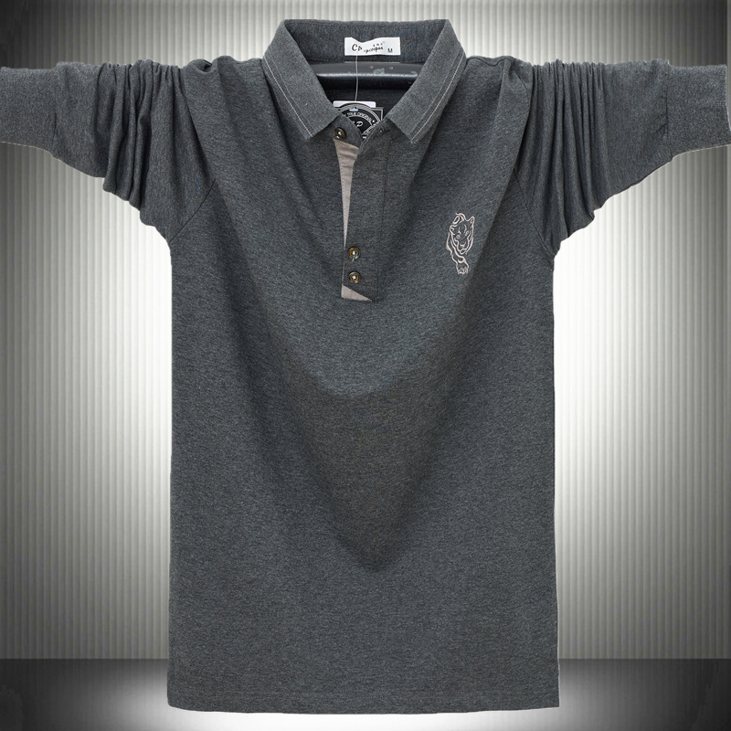 2024新款肥佬装带领长袖T恤男棉质重磅300g上衣宽松版休闲潮外套