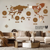 酒店专用挂钟北欧世界地图钟表现代办公会议室亚克力装 饰时钟简约