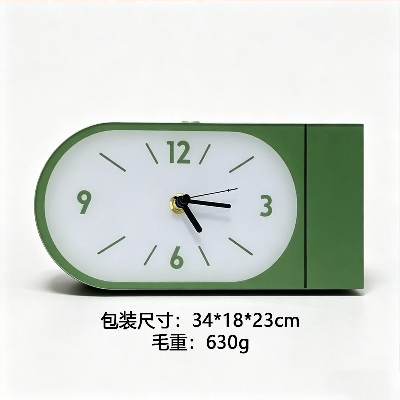 简约椭圆静音桌面挂钟高颜值