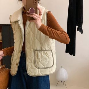 20252025马甲女新款 背心高级感小坎肩小香风羊羔毛羽绒棉 宽松韩版