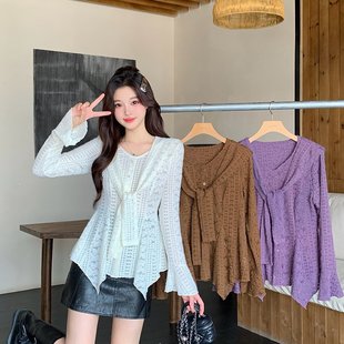 蕾丝收腰显瘦遮肉披肩两件套上衣 露思同款 20252025秋冬新款 时尚