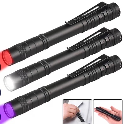 跨境爆款铝合金强光LED笔形手电筒带笔夹笔灯 3AAA迷你手电筒