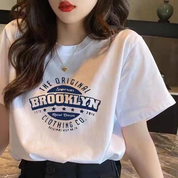 美式复古卡通纯棉短袖恤女2024