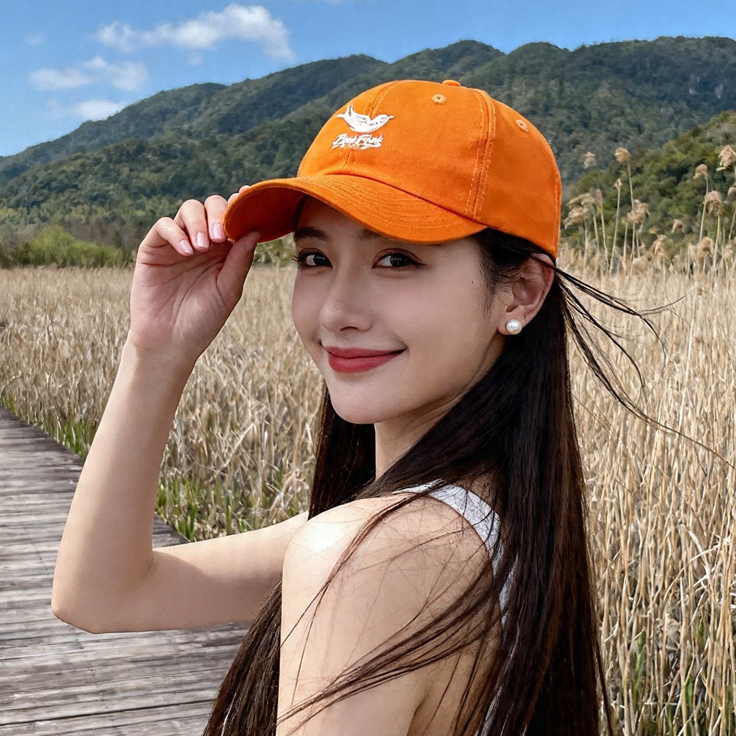 正品橙色燕子软顶鸭舌帽 拍照打卡抢镜利器 桔黄橘色遮阳棒球帽子