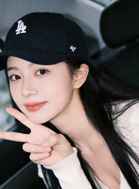 47brand藏蓝色硬顶LA帽子小标ny鸭舌帽男士海王棒球帽女春夏深蓝