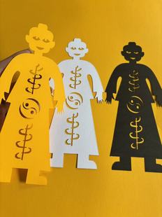 岳绮罗手工剪纸开五官人物男女通用破盖印民间艺术用途广泛