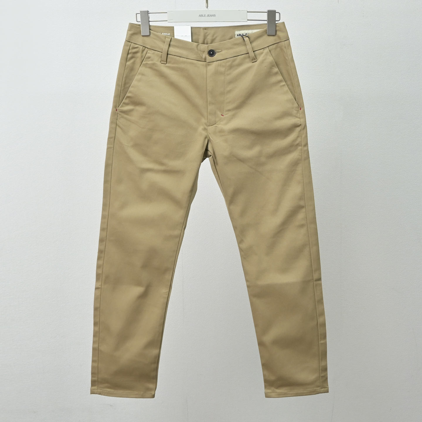 春秋休闲裤ABLE JEANS男士水洗弹力斜纹布休闲裤百搭九分瘦腿裤子