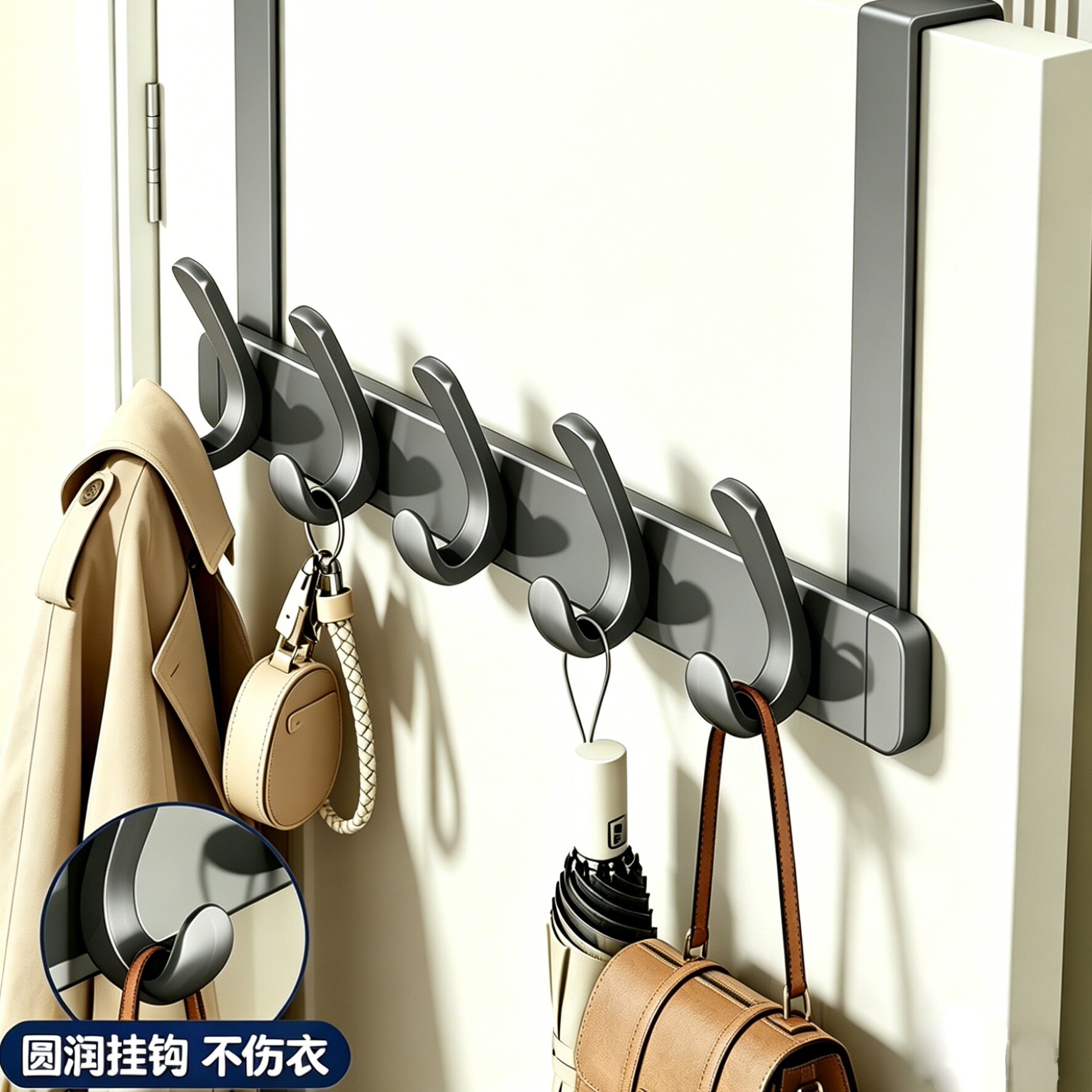 门后挂钩排钩衣服免打孔门上卧室房门挂式收纳木门衣帽钩挂衣架子