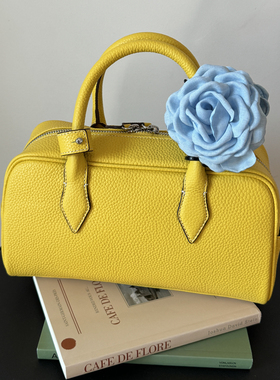 韩国小众kimsapparel波士顿保龄球包牛皮单肩斜挎包高级感手提包