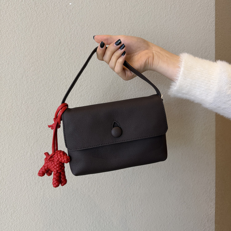 头层羊皮手提小方包极简手机