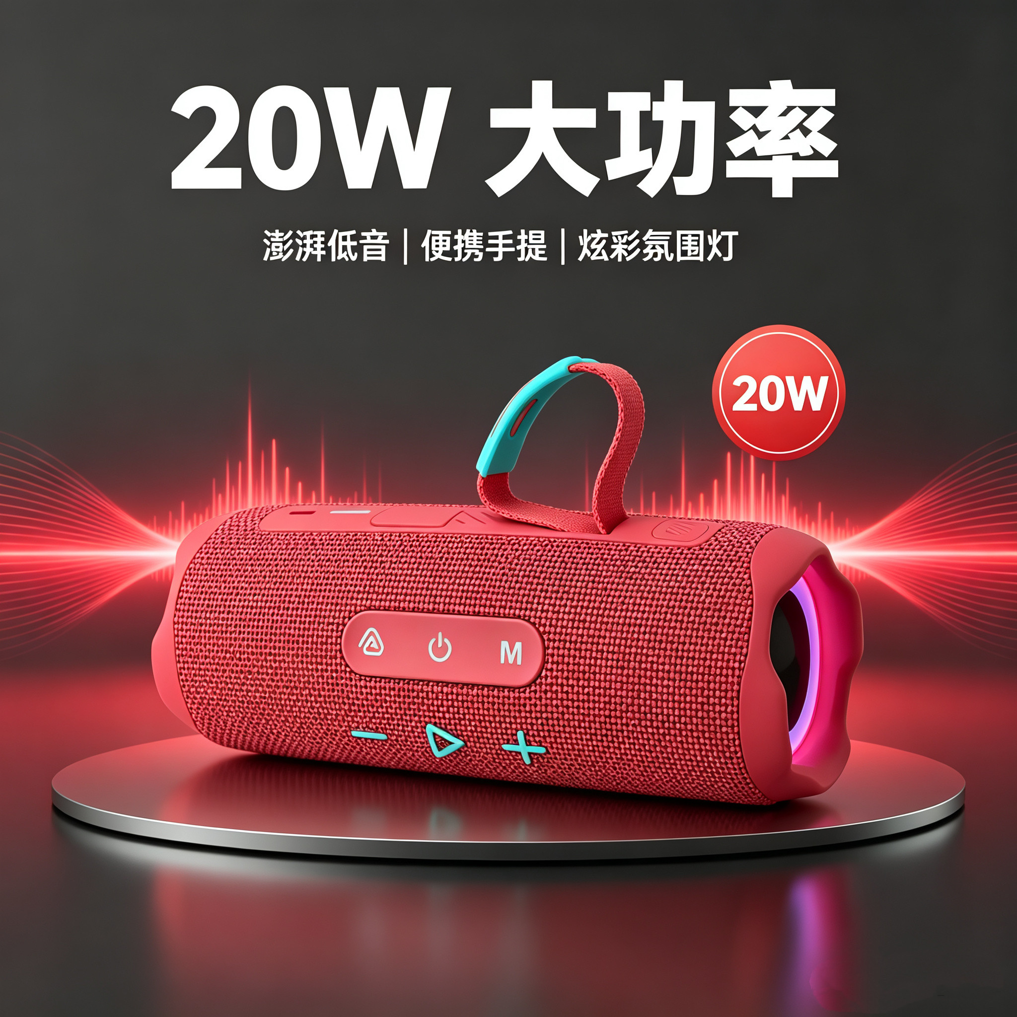 20w双喇叭大音量万花筒7蓝牙音箱低音炮高音质户外便携蓝牙音响
