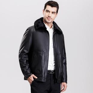 2025冬新款真皮衣男外套羊皮加绒加厚绵羊头层皮夹克