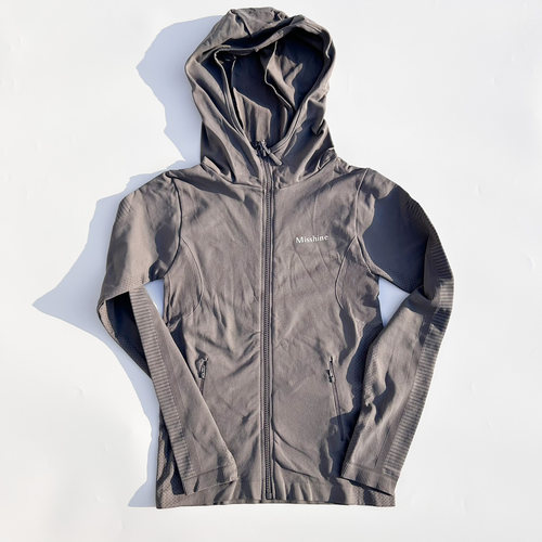 跑步运动拉链外套女薄款连帽高弹修身速干长袖上衣专业训练瑜伽服