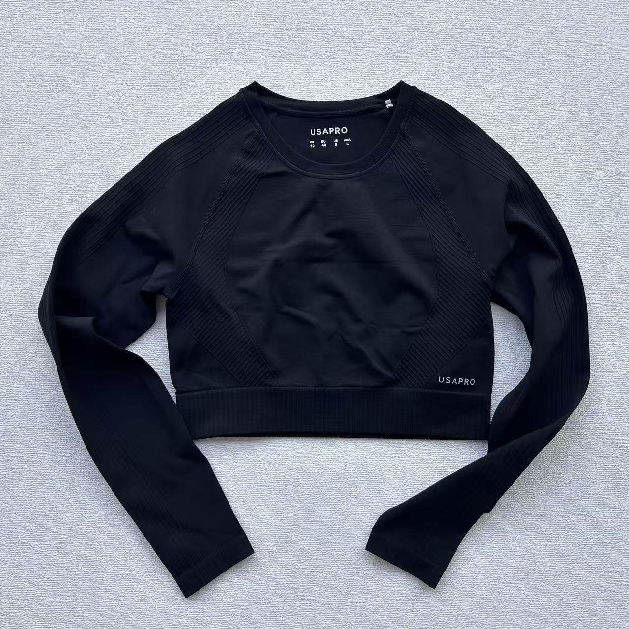 USAPRO瑜伽服女短款紧身运动长袖T恤速干透气跑步健身训练上衣,运动服/休闲服装,健身衣,淘宝优惠券,粉丝福利购,淘宝优惠卷