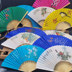 重庆特产非遗7寸丝绸手绘荣昌折扇送女士朋友伴手礼文玩纪念品