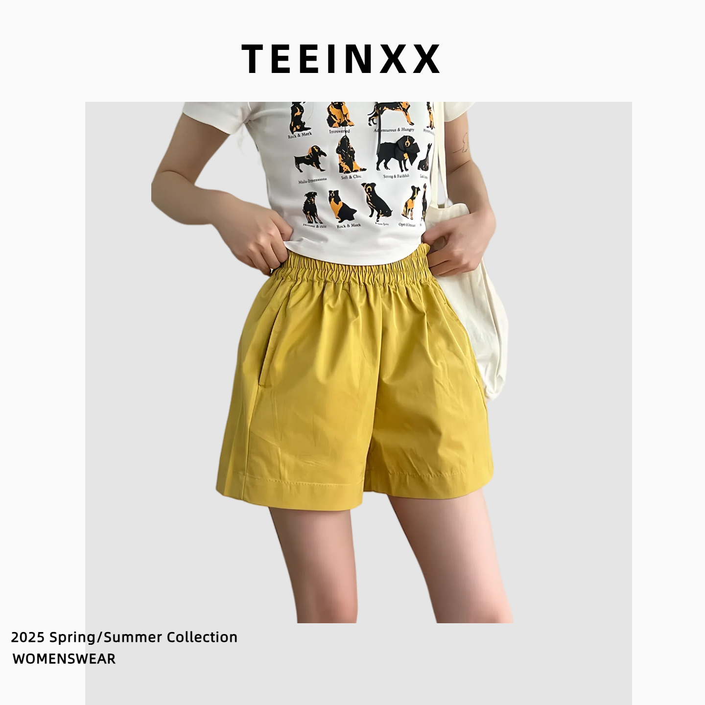 TEEINXX高腰显瘦蓬蓬短裤女夏季多巴胺松紧腰显瘦百搭a字休闲裤