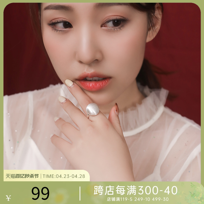 夸张戒指女999纯银大气光面欧美