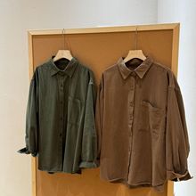 设计感小众衬衣女秋季宽松大版型棉质衬衫日系遮肉长袖口袋上衣