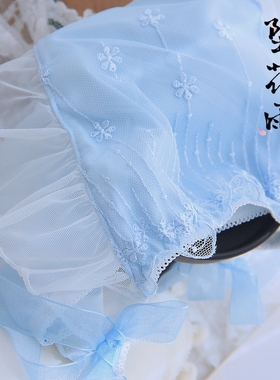 雨霖铃  坠花刺绣清冷仙美蝴蝶结冰丝女生内裤蓝色系国风低腰甜美