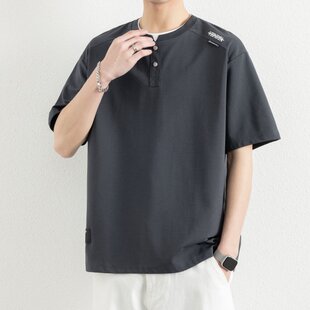 新款 假两件上衣青少年学生潮流半袖 休闲男式 T恤时尚 体恤 短袖 夏季