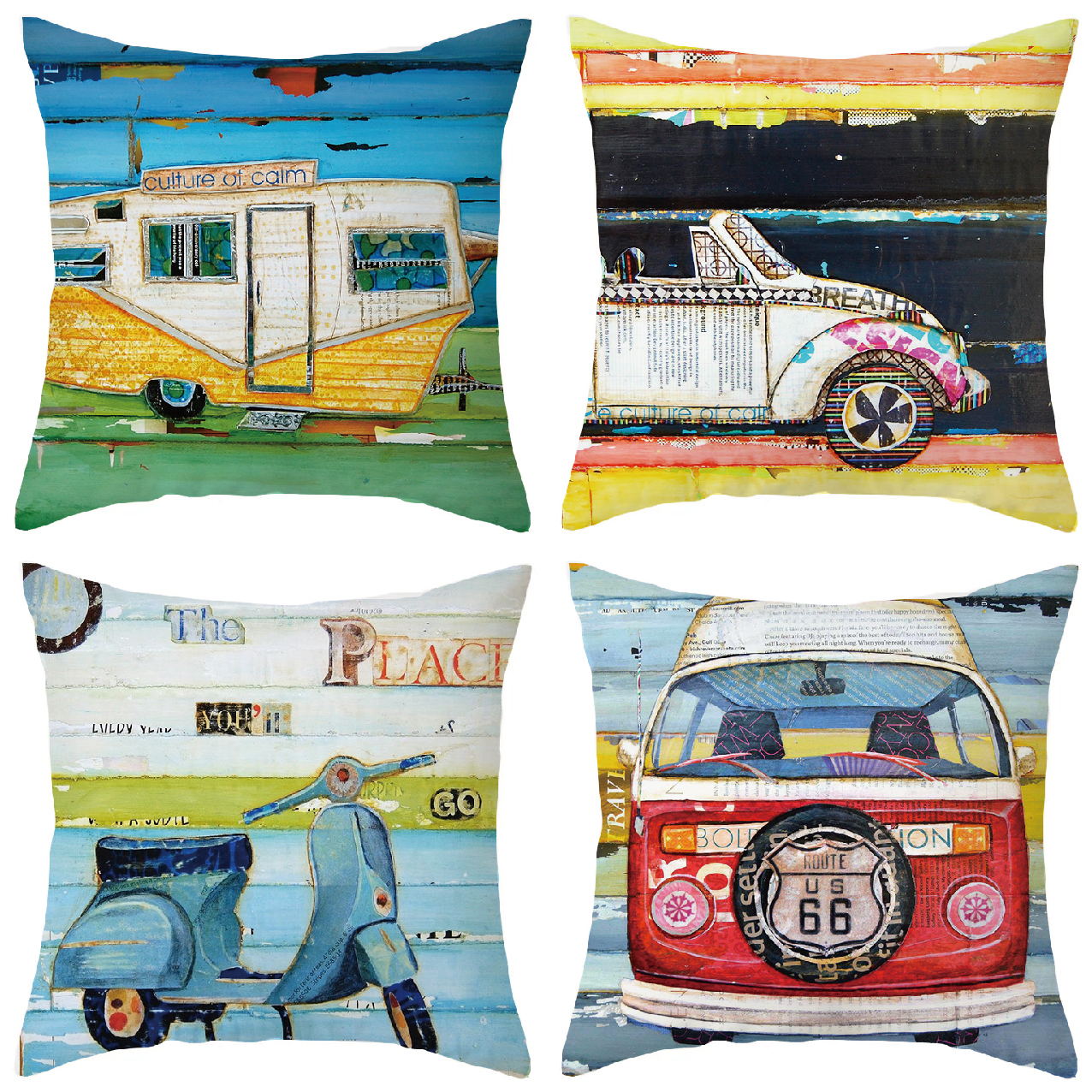 荷兰绒双面印花抱枕套沙发靠垫