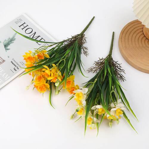 家居装饰仿真花塑料花软胶水仙花