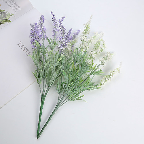 欧式植绒薰衣草仿真花假花塑料花