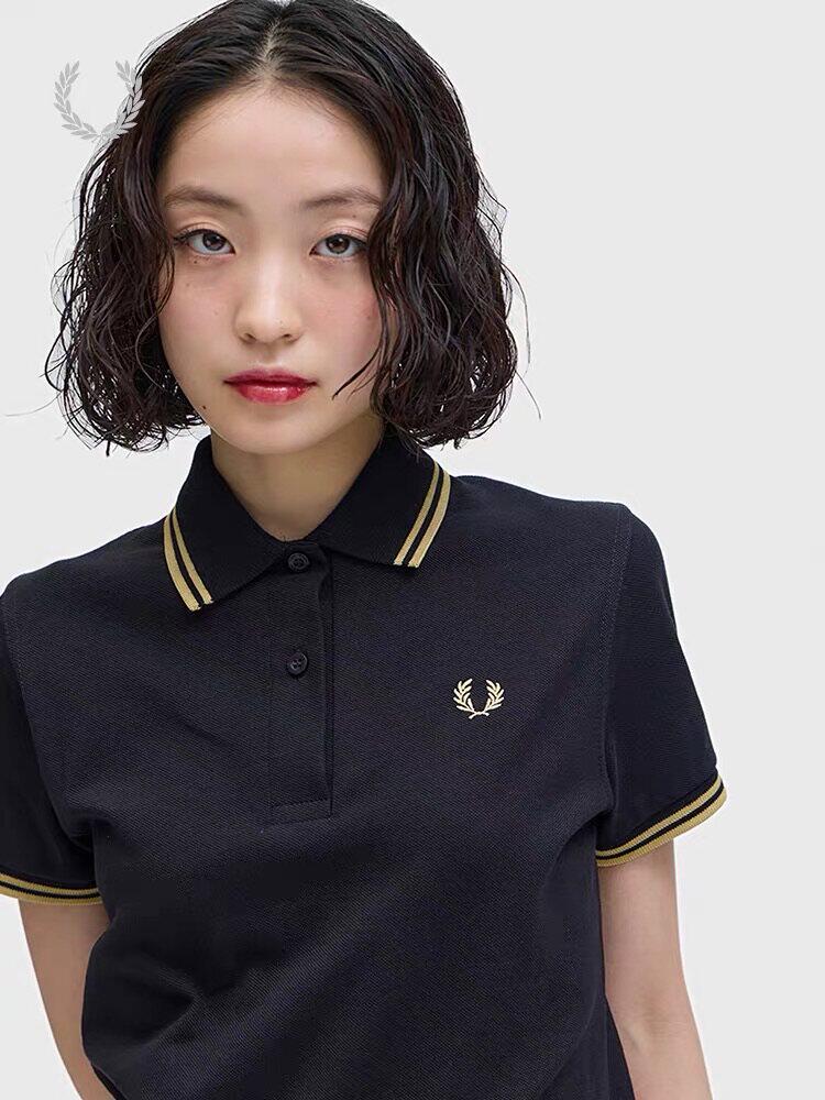 2026款英伦麦穗派瑞白色修身显瘦女翻领短袖t简约经典打底polo衫