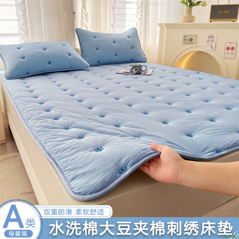 夏季A类大豆夹棉床垫家用软垫隔脏薄款床褥垫子1.5米防滑床护垫