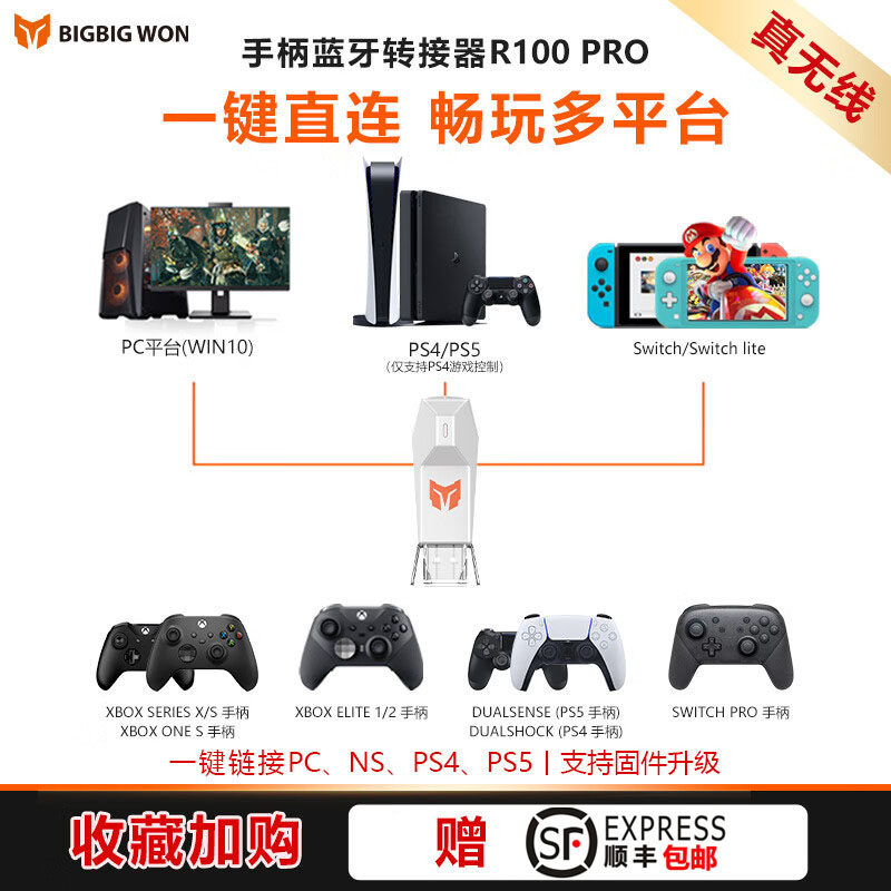 MOJIANG R100PRO 멀티 플랫폼 변환기 PS5|XBOX 컨트롤러 무선 수신기는 스위치 게임 콘솔에 연결됩니다