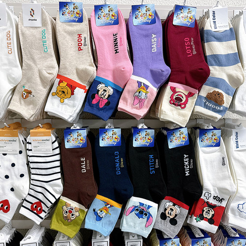 吸汗女棉进口中筒袜米奇韩代学院