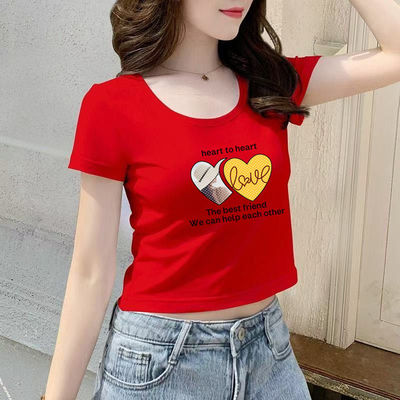 韩版休闲小版正肩甜辣短袖T恤女